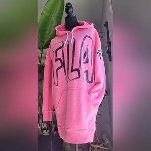 Fila Hoodie Sweatshirt Dress/Tunic PINK Size L